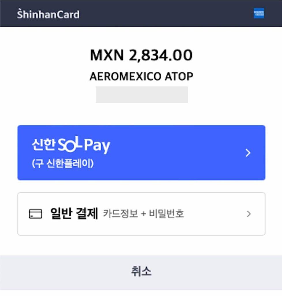신한카드 비행기표 결제